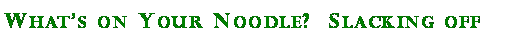 Text Box: Whats on Your Noodle?  Slacking off